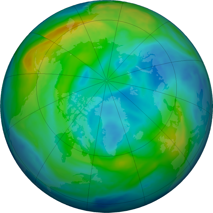 Arctic ozone map for 07 November 2023
